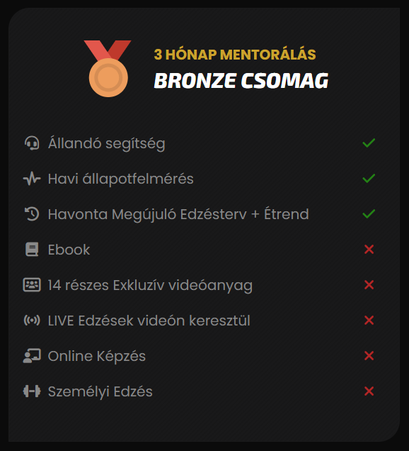 BRONZE MENTOR CSOMAG (3 Hónap)